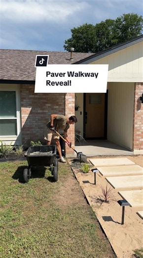 Brick porch or painted?? #scottspartner This year I've been working hard to transform my house's exterior. Everything from adding fences, sheds, and now custom walkways but one of the biggest transformations has been the yard! I've been applying @Scotts Lawn Turf Builder Lawn Food to the front and back and I've been really impressed with how much greener everything is this year! Follow me @dawson.diy to see what I work on next at my 70s renovation! #frontyardmakeover #frontyardgoals #pavers #spo