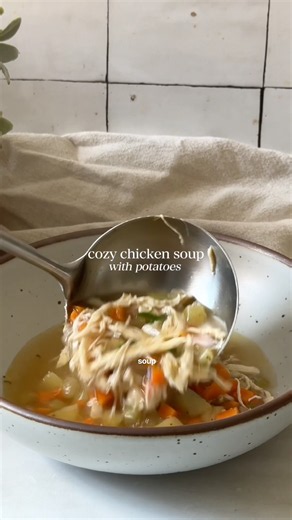 chicken vegetable soup with potatoes 🫶🏼😊easy, healthy, one-pot. GF/DF. Recipe below⬇️ #souprecipe