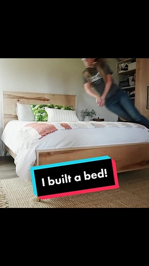 Mid century modern bed frame build! 😎#learnontiktok #tiktokpartner #diyfurniture #woodworking #midcenturymodern