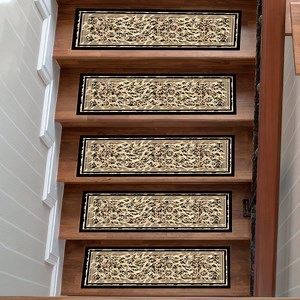 Classic Cream Stair Tread Rug, Non-slip Washable Step Carpet, Traditional Floral Pattern Runner, Beige and Brown Staircase Mat - Etsy