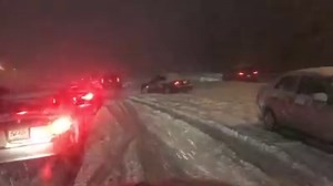 Dozens of vehicles got stuck on Rt. 280 in East Orange as the snow continued to cover roadways during Wednesday's nor'easter. | CBS New York