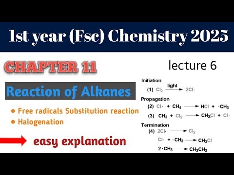 Reaction of Alkanes | Halogenation | first year chemistry chapter 11 Substitution reaction