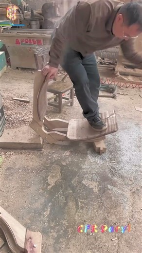 Solid wood curved rocking chair connected by mortise and tenon joints