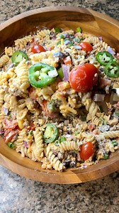 This Cowboy Pasta Salad NEEDS to be in your life! At your next cookout specifically! It’s beyond delicious! #pastasalad #cookout #bbq #summervibes #sidedish #mealprep #cowboy #sogood | Whatsmomcookin