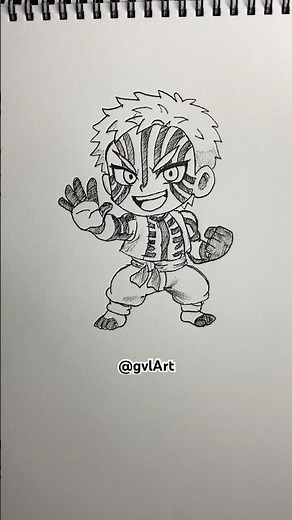 Draw Akaza Chibi Speed draw anime demon slayer Kimetsu no yaiba #shorts