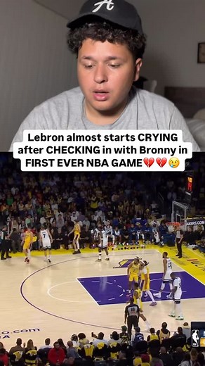Lebron you earned a other fan🥹 #lebronjames #lebron #bronnyjames #bronny ##lakers #lakernation #history #firstnbagame #emotional #crying #sad #nba #basketball #viralvideos #viral #explorepage #explore | Jose Lopez