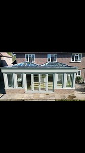 Rather than one long roof lantern on this orangery, the team designed it to have two smaller lanterns. This is to help zone the orangery into a living and dining space, allowing the owner to add small details such as different lighting options and styles. #OrangeryGoals #LuxuryLiving #OrangeryInspiration #BespokeOrangeries #OrangeryDesign #OrangeryLiving #HomeImprovements #InteriorDesign #OrangeryExtension #CountryHomeIdeas #HomeExtension #HomeTransformation #LanternRoofs #SkyLight #Gardenroom #