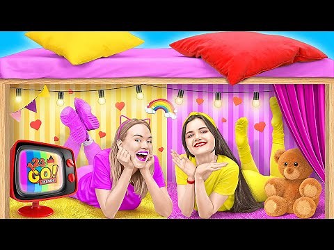 GEHEIME ZIMMER UNTER DEM BETT & TISCH || 24h Challenge! DIY-Raumumgestaltung von 123 GO! TRENDS