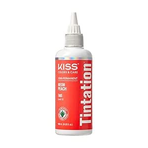 Red by Kiss Tintation Semi-Permanent Hair Color, Aloe Vera Water Based, Argan Oil, Olive Oil, Collagen & Keratin, Long-Lasting Color Dye (Neon Peach, 5 Fl Oz)