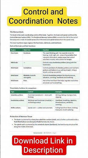 Control and Coordination | Notes | Class 10 | CBSE | RVG