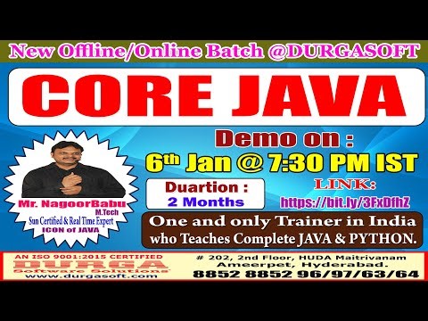 CORE JAVA Offline/Online Training @ DURGASOFT