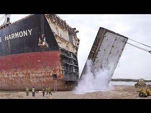 Extreme Way They Manually Scrap a Gigantic Ship Stranded on the Beach