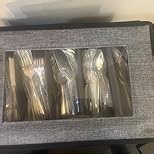 Flatware & Utensil Storage, Durable Silverware Storage Box with Padded Dividers, 5 Compartment Flatware Storage Case, Silverware Case with Handles, Protects and Organizes Cutlery, Grey