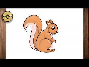 How to draw a red squirrel eating a nut easy