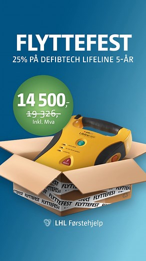 Flyttefest  Vi flytter til nye flotte lokaler i november, og vil invitere dere med på festen! Nå får du 25% rabatt på vår populære hjertestarter: Defibtech Lifeline AED med 5-årsbatteri. Spar over 4 800 kr (inkl. mva)! | LHL Førstehjelp | Facebook