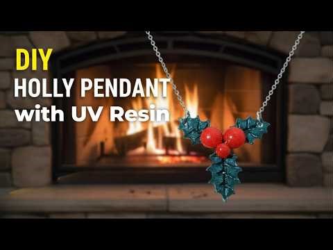 The best festive holly resin Pendant