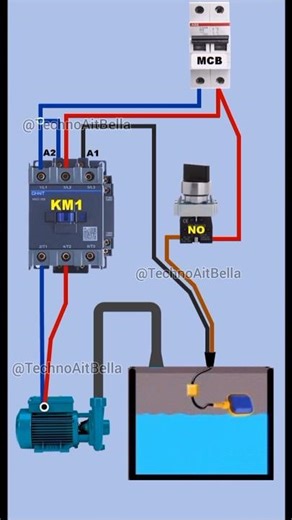 Câblage commande d'une pompe. Pump control wiring. التحكم في مضخة #shortvideo #electrician