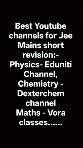 Best Youtube channels for Jee mains short revision 2026