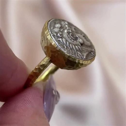 Ancient Greek Coin 21K Ring
