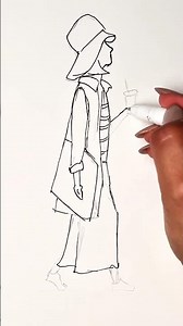 How to Draw & Color a Stylish Girl ☕👒 | Easy Fashion Sketch Tutorial #Shorts