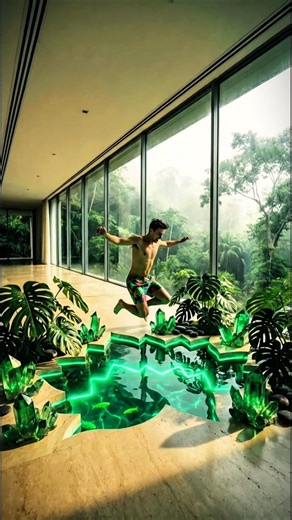 THIS FLOOR IS INCREDIBLE 😱 Indoor Tropical Lotus Pool & Crystal Oasis Transformation!