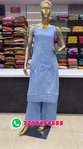 v fashions on Instagram: "Cost -1299/- only Sizes m to xxl Fabric-pure cotton with sleeves 2pc set Color-blue For booking watsapp to 7200494555"