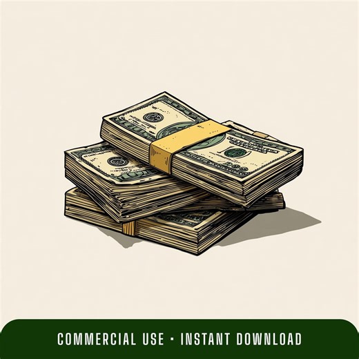 Stack of Money Clipart | Dollar Bills Vector Graphic (commercial Use PNG) - Etsy