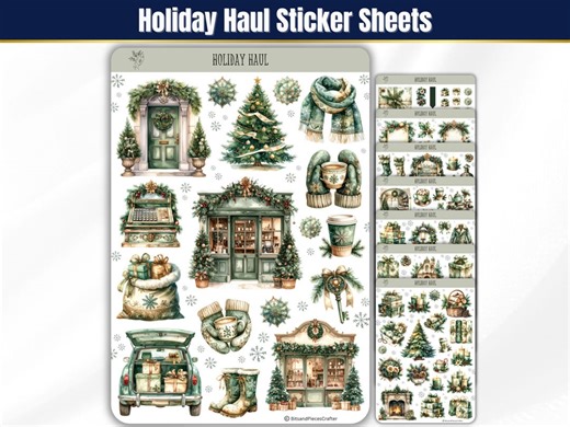 Holiday Haul Christmas Sticker Sheets, Holiday Journaling Stickers, Christmas Aesthetic Stickers for Planner Holiday Shopping Christmas Gift - Etsy
