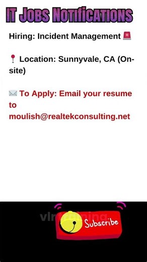 Incident Management Job in Sunnyvale, CA Sept 18, 2025