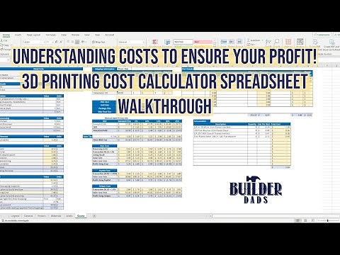 3D Printing Cost Calculator Spreadsheet Walkthrough