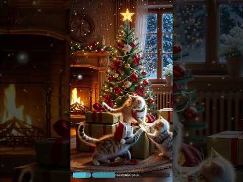 Cozy Christmas Kittens • Fireplace Ambience & Holiday Magic (1 Hour)”