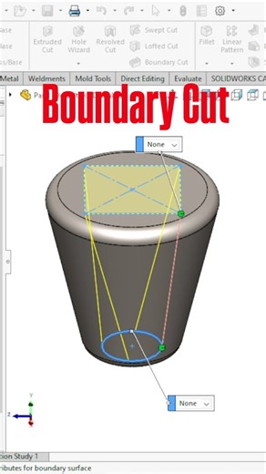 Introducing Boundary cut feature in solidworks 😀 #solidworkseducation #solidworks #malviyacad | Malviya CAD Solution