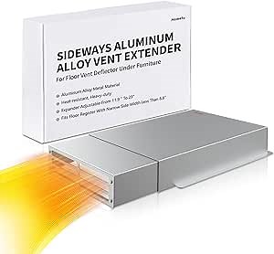 Sideways Floor Air Vent Extender for Under Furniture, 11.9"-23" Adjustable Aluminum Vent Deflector, Heavy-Duty Heat-Resistant HVAC Redirector for Bed, Sofa, Dresser
