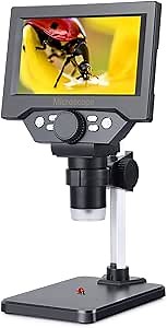 Koolertron 5.5 inch LCD Digital Microscope, 8MP 1-1000X Magnification, 8 LED Lights, Rechargeable Battery, Video Recording for Circuit Board Repair, PCB Inspection, Coin, and More