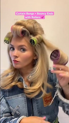 My signature roller pattern for curtain bangs (Sabrina Carpenter Style) and bouncy curled-in ends 😍