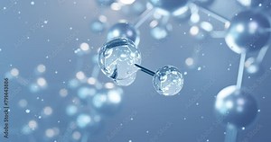 Silicon dioxide, rotating 3D model of silica, seamless looped video, molecular structure with selective focus