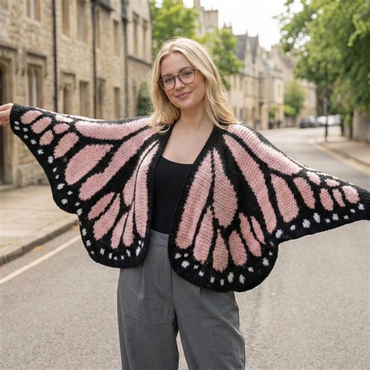 Butterfly Cardigan Crochet Pattern PDF, Monarch Wing Sweater, Oversized Fairycore Boho Crochet Clothing - Etsy
