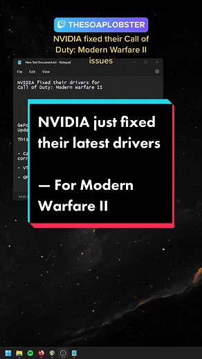 NVIDIA just hotfixed their drivers for Call of Duty: Modern Warfare II. Will be testing it today on stream. So far it’s looking good! #nvidia #nvidiartx #pcgaming #gamingpc #callofduty #optimizepc #pcoptimize