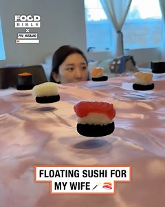 Surprising my wife with floating sushi 🍣🪄 | FOODbible