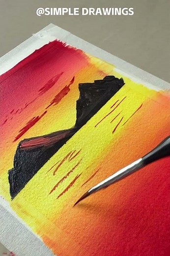 Easy Landscape Painting | Sunset Edition#painting #acrylicpainting #shors