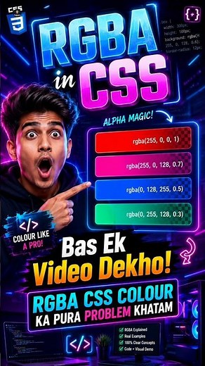 RGBA in CSS Explained | Transparent Colors in CSS | #viral #trending #funny #shorts