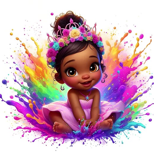 5 PNG Baby Princess Png Tiana Splash and Watercolor Png Baby Tiana Transparent PNG File for Sublimation - Etsy