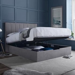 Lincoln Connect Grey Fabric Ottoman Storage Bed