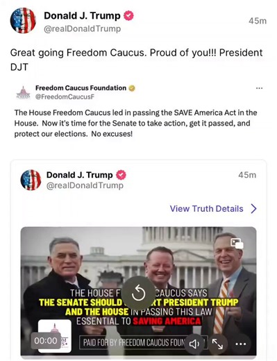 Time to pass the SAVE America Act.@POTUS wants it, the American people want it, now it’s time to protect our elections!