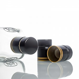 [Hot Item] 33X47mm Custom Cap Whiskey Whisky Tequila Gin Brandy Non Refillable Aluminum Plastic Vodka Cap