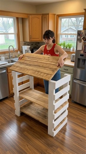 How to build a dream kitchen island for almost zero dollars #budgetdiy #kitchenmakeover #palletideas