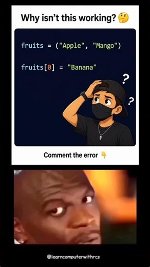 Python Quiz: Why Isn't This Working? 🤔 Can You Find the Error? | Python Tuple Challenge #shorts