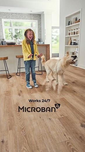 12K views · 34 reactions | Microban® Surface Protection works at a microscopic level to stop bacterial growth in its tracks and to help keep your floors cleaner and your family safer! Find it included in all of our ADURA® Luxury Vinyl and Platinum construction Luxury Sheet Vinyl flooring options and visit www.floors.com/Microban to learn about this exciting technology and how it works! Flooring shown: ADURA® Luxury Vinyl | Parisian Oak | Color: Croissant | Mannington Floors | Facebook