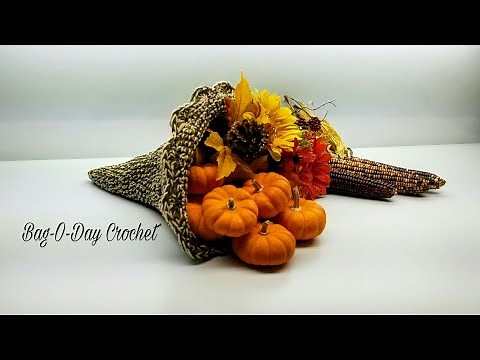 Fall Crochet Projects | Cornucopia Table Topper Crochet Decoration | Bagoday Crochet Tutorial #420