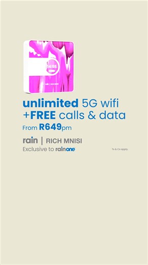 13 reactions | Get unlimited 5G wifi +FREE calls & data from R649pm. Exclusive to rainOne. | rain South Africa | Facebook